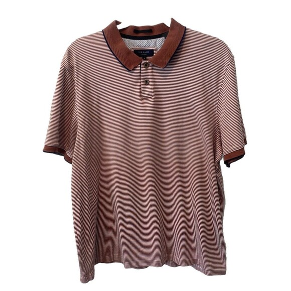 Set of 2 Ted Baker Mens Sz 6 US 2XL GINGEN STRIPED COTTON & Paisley Print POLO - Picture 7 of 13